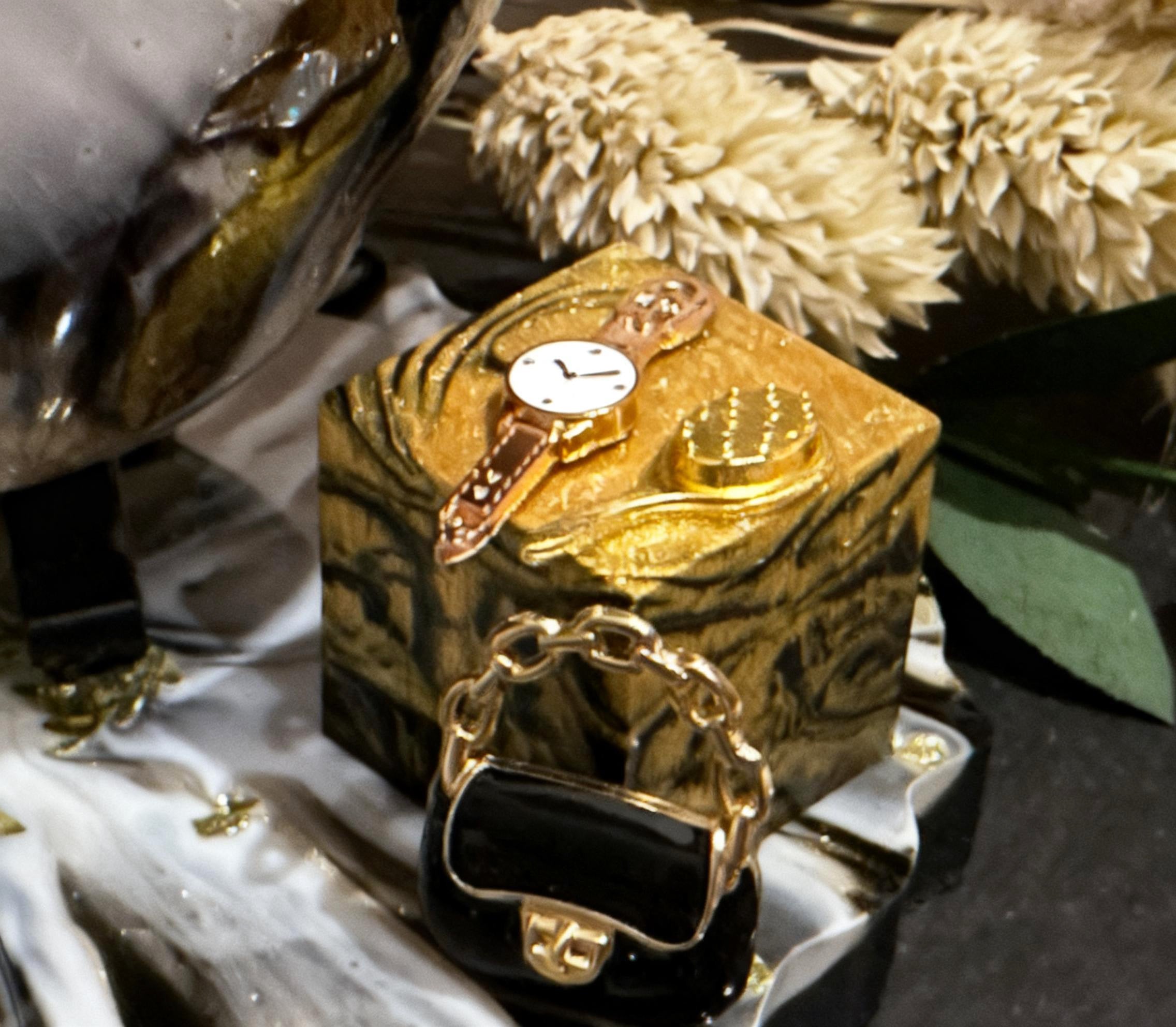 Mini-Badewanne Gold Marmor – Resin Deko