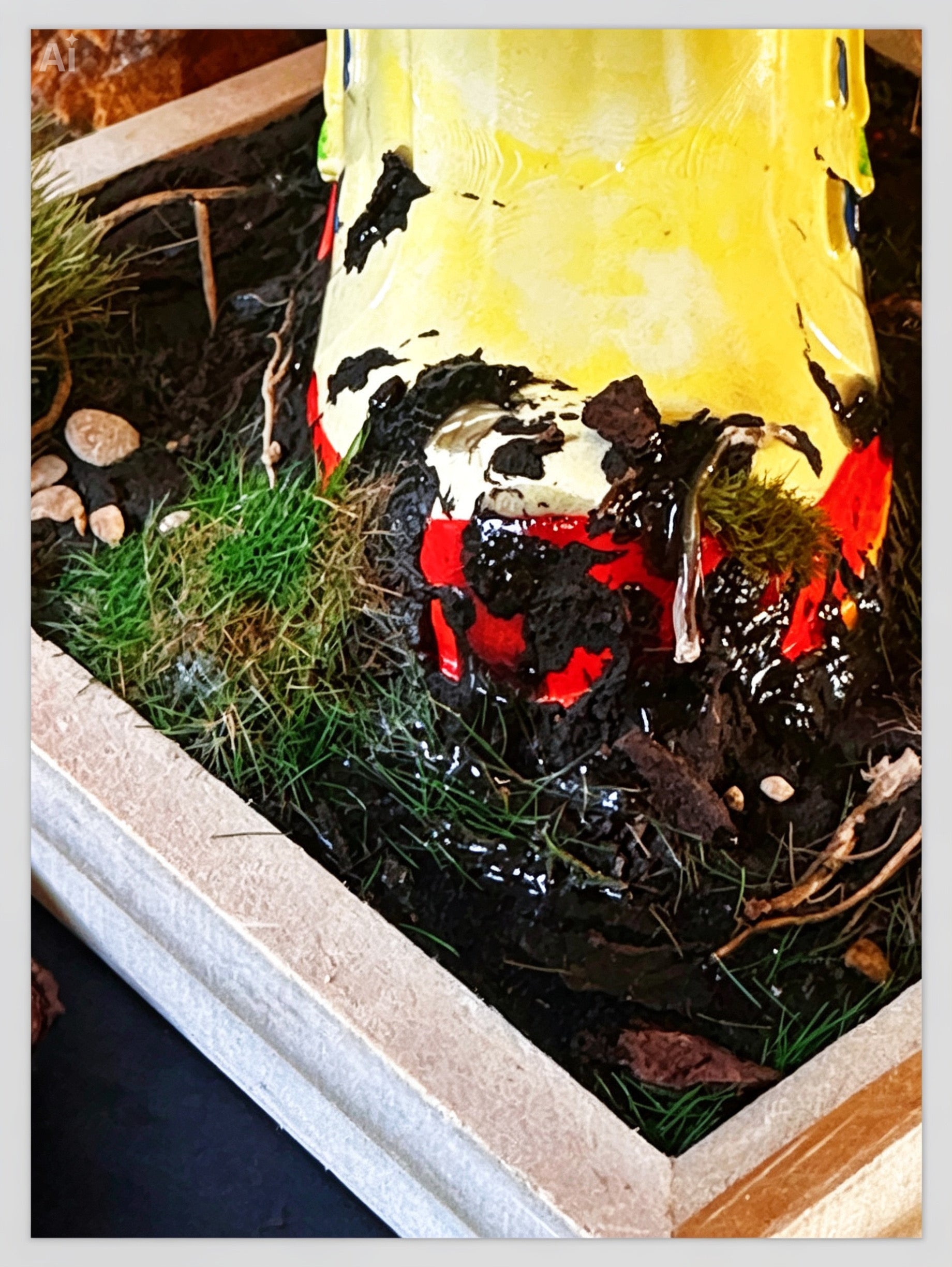 Deko-Gummistiefel „Kleine Ente im Regen" – Unikat-Diorama