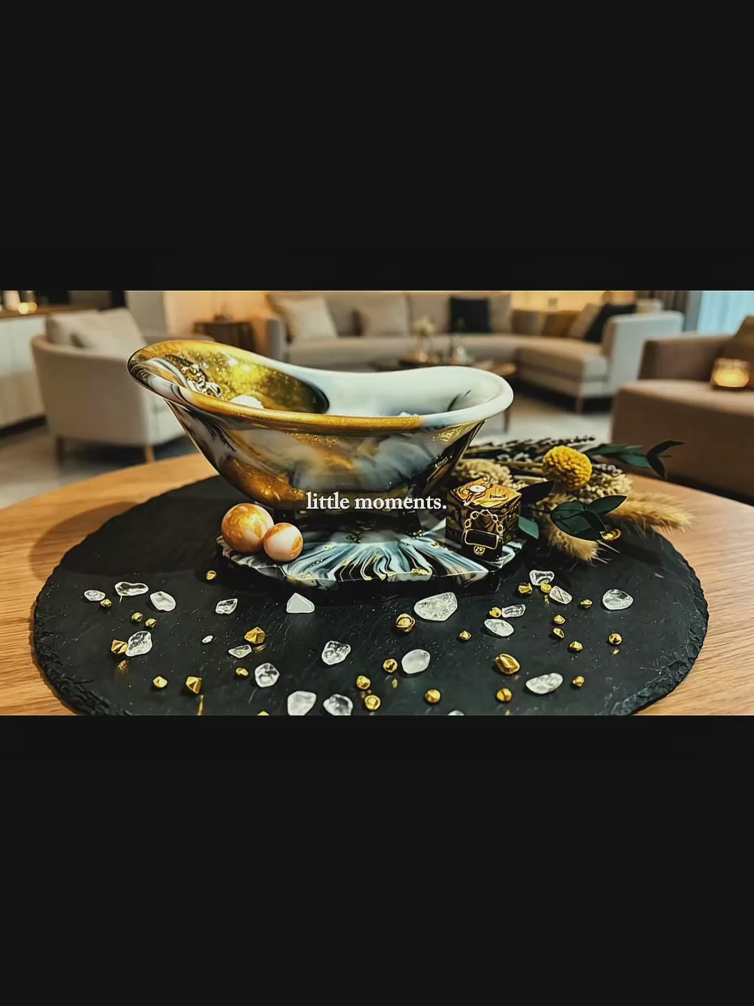 Mini-Badewanne Gold Marmor – Resin Deko