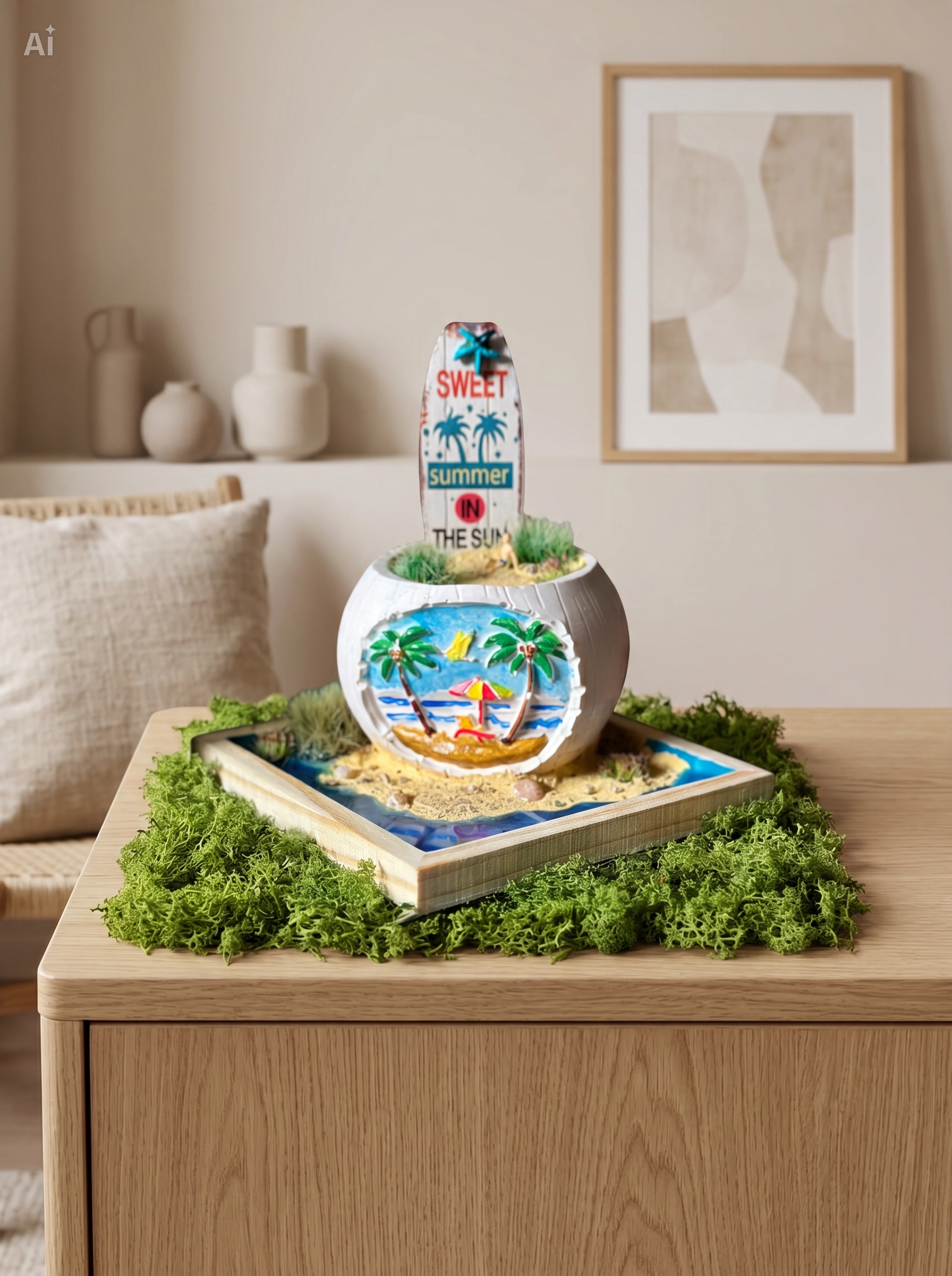 Sweet Summer in the Sun" – Handbemaltes Sommer-Diorama Unikat